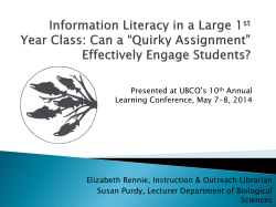Presented at UBCO’s 10 Annual Learning Conference, May 7-8, 2014