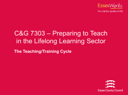 – Preparing to Teach C&amp;G 7303 in the Lifelong Learning Sector