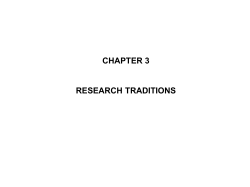 CHAPTER 3 RESEARCH TRADITIONS