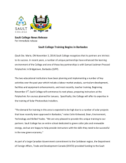 Sault College News Release Sault College Training Begins in Barbados