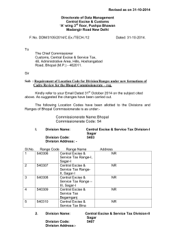 Revised as on 31-10-2014  Directorate of Data Management Central Excise &amp; Customs