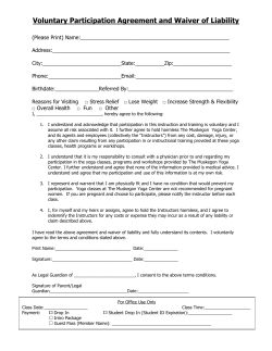 Voluntary Participation Agreement and Waiver of Liability