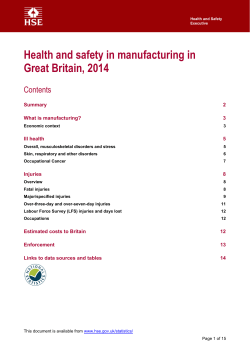 Health and safety in manufacturing in Great Britain, 2014 Contents