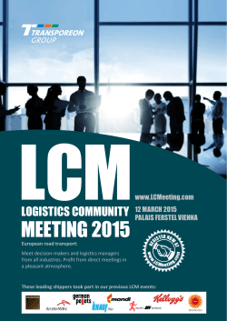 MEETING 2015 LOGISTICS COMMUNITY www.LCMeeting.com 12 MARCH 2015