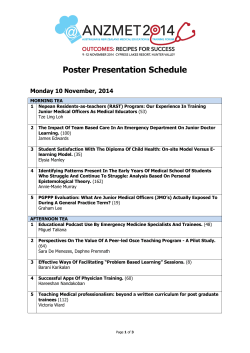 Poster Presentation Schedule Monday 10 November, 2014
