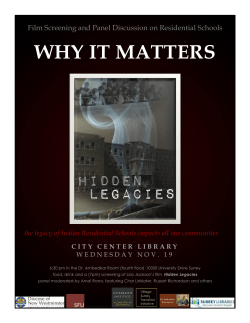 WHY IT MATTERS Film Screening and Panel Discussion on Residential Schools