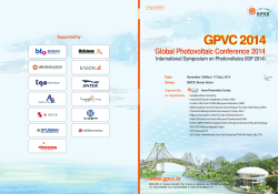 Global Photovoltaic Conference 2014 International Symposium on Photovoltaics (ISP 2014) Supported by