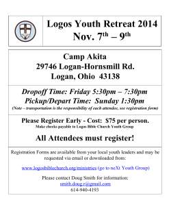 Nov. 7  – 9 Logos Youth Retreat 2014  Camp Akita 