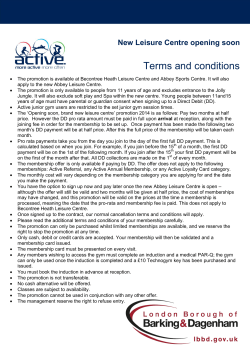 Terms and conditions New Leisure Centre opening soon