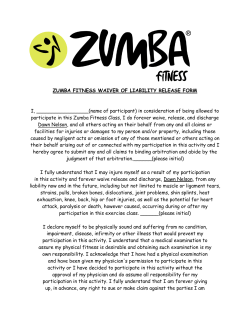 ZUMBA FITNESS WAIVER OF LIABILITY RELEASE FORM