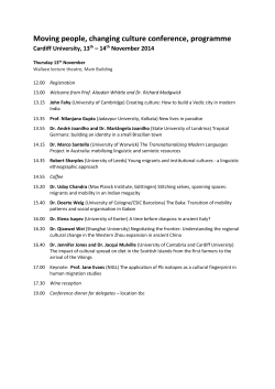 Moving people, changing culture conference, programme Cardiff University, 13 – 14 November 2014