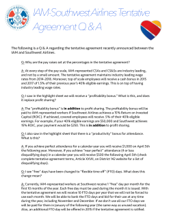 IAM-Southwest Airlines Tentative Agreement Q &amp; A