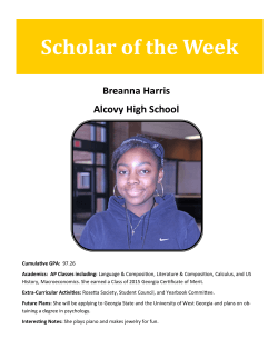Scholar of the Week Breanna Harris Alcovy High School