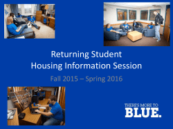 Returning Student Housing Information Session Fall 2015 – Spring 2016