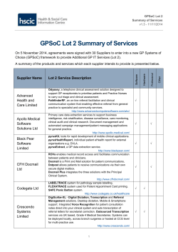 GPSoC Lot 2 Summary of Services