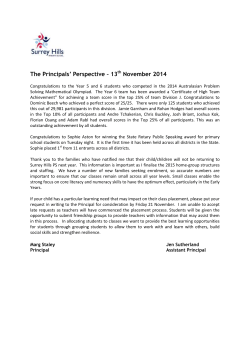 The Principals’ Perspective – 13 November 2014