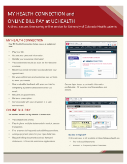 MY HEALTH CONNECTION and ONLINE BILL PAY at UCHEALTH MY HEALTH CONNECTION
