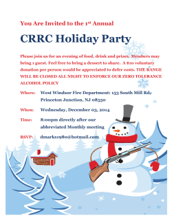 CRRC Holiday Party You Are Invited to the 1 Annual