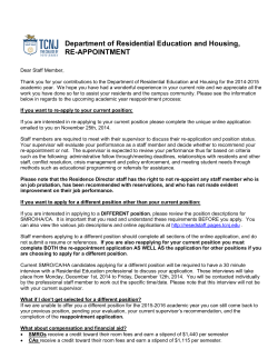 2014-2015 Reappointment Letter - residential education & housing