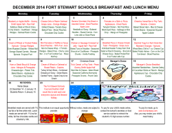 November 2014 Fort Stewart School Lunch Menu