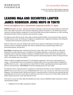 leading m&a and securities lawyer james robinson joins mofo in tokyo