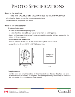 Appendix A – Photo specifications