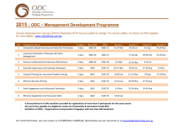 ODC-Management Development Program 2015 Calendar