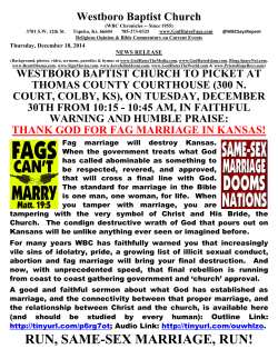 wbc to picket kansas same-sex marriage in colby, ks on tuesday, 12