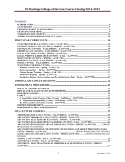 UC Hastings College of the Law Course Catalog 2014
