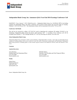 Independent Bank Group, Inc. Announces Q4 & Year