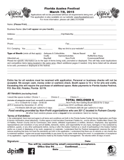 a vendor application for the 2015 Florida Azalea Festival