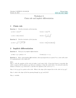 Worksheet 6 Chain rule and implicit differentiation 1 Chain rule 2