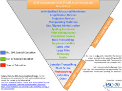 2015 Assessment Cycle STAAR Accommoda ons At-‐a