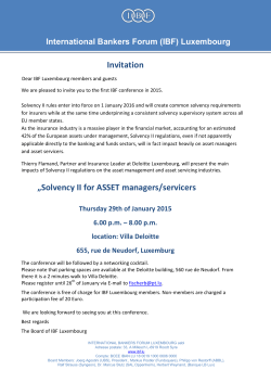 Invitation „Solvency II for ASSET managers/servicers