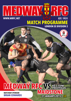PrOGrAmme - Medway Rugby Football Club