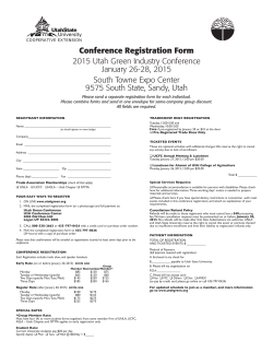 Conference Registration Form 2015 Utah Green Industry