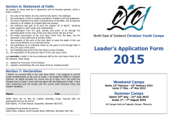 Camp 2015 Leaders Form - NorthEast Christian Youth Camps