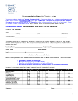Recommendation Form - Winship Cancer Institute of Emory University