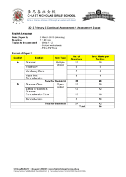 2015 Primary 5 Continual Assessment 1 Assessment Scope