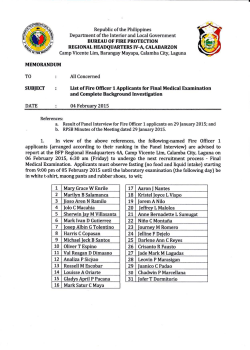 List of Fire Officer l Applicants for Final Medical Examination and