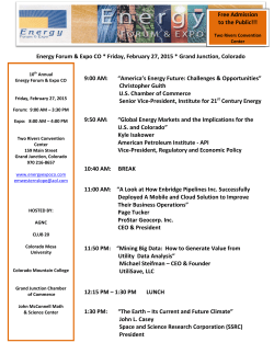 Energy Forum & Expo CO * Friday, February 27, 2015 * Grand