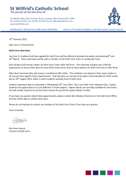Yr11 Sixth Form Interview Letter