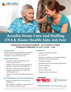 Arcadia Home Care & Staffing job fair February 26