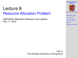 Resource Allocation Problem - The Chinese University of Hong Kong