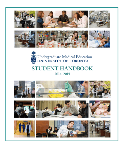 student handbook - University of Toronto Undergraduate Medical