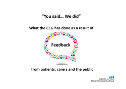 “You said… We did” - Brighton & Hove NHS Clinical Commissioning