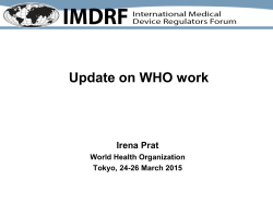 Update on WHO work - International Medical Device Regulators