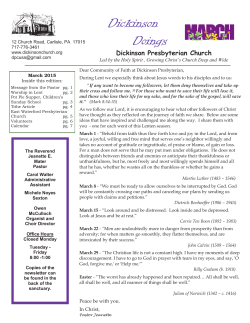 Read This Month`s Newsletter - Dickinson Presbyterian Church