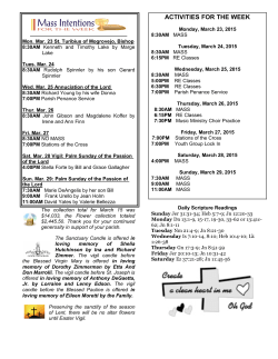 activities for the week - Nativity of Our Lord Roman Catholic Church