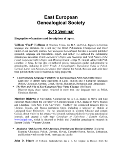 East European Genealogical Society 2015 Seminar
